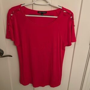 Cable & Gauge sexy button shoulder pink top, size M
